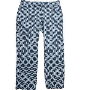 Crown & Ivy | Navy & White Pattern Stretch Pants Ankle Cropped | Size 4